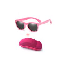 Óculos de sol polarizados para crianças com filtro UV400, capa rosa