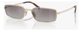 Óculos De Sol Prada, Armação Dourada, Lentes Azul Degradê Espelho