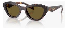 Óculos De Sol Prada Gatinho, Armação Havana, Lentes Marrom Oceano