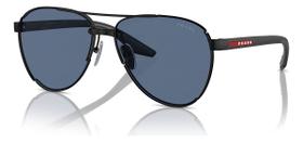 Óculos De Sol Prada Linea Rossa Ps 51ys 1bo06a 61 Armação Preto Fosco Haste Preto Fosco Lente Azul-escuro Desenho Padrão