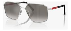 Óculos De Sol Prada Metal Prata,lentes Cinza Semi-espelhadas Espelho Óculos De Sol Prada Metal Prata,lentes Cinza Semi-espelhadas Espelho