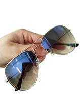 Óculos De Sol Prata Azul Degrade Lentes De Cristal Proteção UV400 Moda Praia Barato