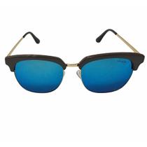 Óculos de sol Preto Brilho lente Azul Espelhada UV