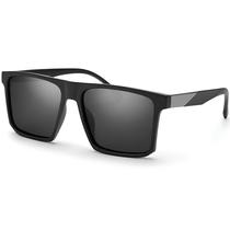 Óculos de Sol Preto Polarizado Quadrado Masculino UV400 Village Heaven 6289 Óculos de Sol Preto Polarizado Quadrado Masculino UV400 Village Heaven 6289