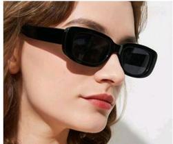 Óculos De Sol Preto Retangular feminino Masculino