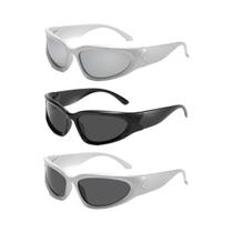 Óculos De Sol Punk Femininos Únicos Com Espelho Oval Y2K Óculos Coloridos Para Homens