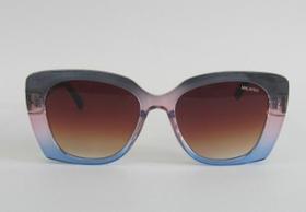 Óculos de Sol Quadrado Arredondado Azul com Rosa Lentes Marrom Degradê Feminino Malayka