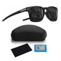 Óculos de Sol Quadrado Masculino Feminino Polarizado Proteção UV400 Esportivo Preto C/ Acessórios Óculos de Sol Quadrado Masculino Feminino Polarizado Proteção UV400 Esportivo Preto C/ Acessórios