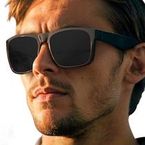 Óculos de Sol Quadrado Masculino Feminino Polarizado Proteção UV400 Grande Oversized Preto
