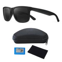 Óculos De Sol Quadrado Proteção UV400 Polarizado Esportivo Unissex Todo Preto Com Acessórios Óculos De Sol Quadrado Proteção UV400 Polarizado Esportivo Unissex Todo Preto Com Acessórios