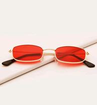 Óculos de Sol Quadrado Retangular Armação Tipo Metal Vermelho y2k Anos 2000 UV400
