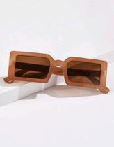 Óculos de Sol Quadrado Retangular Bege Marrom Retro Vintage UV400
