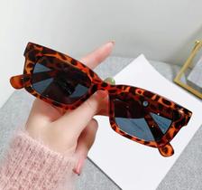 Óculos de Sol Quadrado Retangular Leopard Marrom Street Style Asian Style UV400UV400