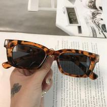 Óculos de Sol Quadrado Retangular Leopard Marrom Street Style Asian Style UV400V400
