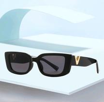 Óculos de Sol Quadrado Retangular Preto Kpop Idol Asian Style y2k UV400 - SUNONE