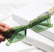 Óculos de Sol Quadrado Retangular Verde Transparente Street Style Asian Style y2k Urban UV400