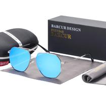 Óculos de Sol Quadrados BARCUR com Lentes de Vidro Polarizadas - Unissex Óculos de Sol Quadrados BARCUR com Lentes de Vidro Polarizadas - Unissex