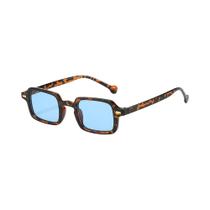 Óculos de Sol Quadrados Retrô Femininos - Estilo Leopardo Azul Gradiente com Proteção UV400