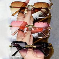 Óculos De Sol Quadrados Sem Armação Vermelhos UV400 Marca De Luxo Designer Moda De Verão Para Homens