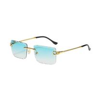 Óculos De Sol Quadrados Sem Aro Com Hastes De Metal Espelhadas Torcidas, Cores De Verão, Estilo Óculos De Sol Quadrados Sem Aro Com Hastes De Metal Espelhadas Torcidas, Cores De Verão, Estilo