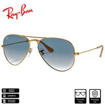 Óculos de Sol Ray-Ban Aviator Gradiente Polido Ouro Azul Claro Degradê - RB3025L 001/3F 55-14