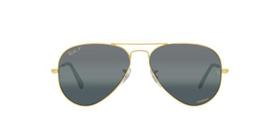 Óculos de Sol Ray-Ban Aviator Large Metal RB3025 9196G6 Ouro Legend Lente Azul Degradê Tam 58