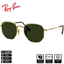 Óculos de Sol Ray-Ban Hexagonal Flat Lenses Ouro Verde Clássica G-15 Polarizado - RB3548NL 001/58 54-21