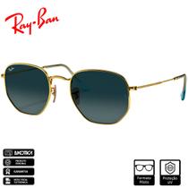 Óculos de Sol Ray-Ban Hexagonal Flat Lenses Polido Ouro Azul Degradê - RB3548NL 91233M 54-21