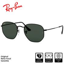 Óculos de Sol Ray-Ban Hexagonal Flat Lenses Preto Verde Clássica G-15 Polarizado - RB3548NL 002/58 54-21