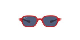 Óculos de Sol Ray-Ban Junior RJ9074S 709380 Vermelho On Emborrachado Lente Azul Escuro Tam 41
