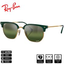 Óculos de Sol Ray-Ban New Clubmaster Polido Verde Prata Verde Chromance RB4416 6655G4 53