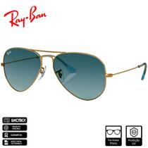 Óculos de Sol Ray-Ban Original Aviator Gradient Polido Ouro Azul Degradê RB3025 0013M 55