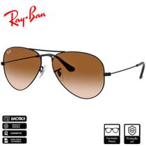 Óculos de Sol Ray-Ban Original Aviator Gradient Polido Preto Marrom Degradê RB3025 002 51 61 14