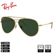 Óculos de Sol Ray-Ban Original Aviator ReverseOuro Polido Verde Clássico G-15 - RBR0101S 001/VR 59-11