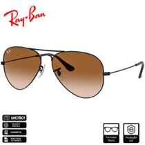 Óculos de Sol Ray-Ban Original AviatorGradientPreto Polido Marrom Degradê - RB3025 002/51 55