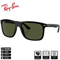 Óculos de Sol Ray-Ban Original Boyfriend Two Preto Polido Verde Clássico G-15 Polarizado - RB4547 601/58 60-18