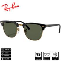 Óculos de Sol Ray-Ban Original Clubmaster Classic Preto Sobre Ouro Polido Verde Clássico G-15 Polarizado - RB3016 901/58