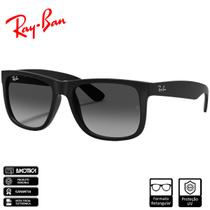 Óculos de Sol Ray-Ban Original Justin Classic Armação Preto Fosco Lentes Cinza Escuro Degradê - RB4165L 601/8G 57-16