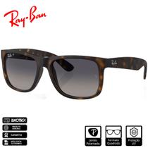 Óculos de Sol Ray-Ban Original Justin Classic Havana Fosco Azul Degradê Polarizado - RB4165 865/8S 55-16