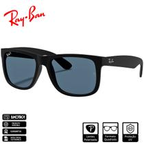 Óculos de Sol Ray-Ban Original Justin Classic Preto Fosco Azul Clássico Polarizado - RB4165L 622/2V 57-16