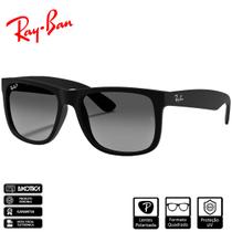 Óculos de Sol Ray-Ban Original Justin Classic Preto Fosco Cinza Degradê Polarizada - RB4165L 622/T3 57-16