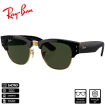 Óculos de Sol Ray-Ban Original Mega Clubmaster Preto Polido Sobre Ouro Verde Clássico G-15 - RB0316S 901/31 53-21