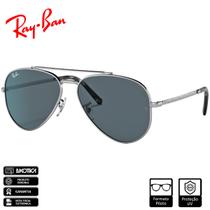 Óculos de Sol Ray-Ban Original New Aviator Prata Polido Azul Clássico - RB3625 003/R5 58-14