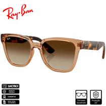 Óculos de Sol Ray-Ban Original RB4437L Armação Caramelo Translúcido Polido Lentes Marrom Degradê - RB4437L 656513 55-19