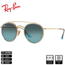 Óculos de Sol Ray-Ban Original Round Double Bridge Polido Ouro Azul Gradient RB3647NL 91233M 51