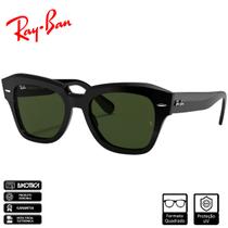 Óculos de Sol Ray-Ban Original State Street Preto Polido Verde Clássico G-15 - RB2186 901/31 52