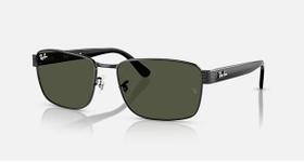 Óculos De Sol Ray-Ban RB3750 002/31 Preto Lente Verde Formato Quadrado 62mm