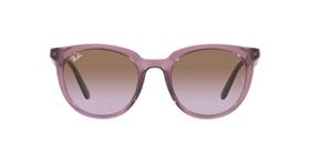 Óculos de Sol Ray-Ban RB4383L 657468 Roxo Translúcido Lente Violeta Degradê Marrom Tam 53