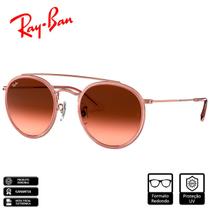 Óculos de Sol Ray-Ban Round Double Bridge Armação Rosa / Bronze Lentes Marrom Degradê - RB3647N 9069A5 51-22