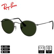 Óculos de Sol Ray-Ban Round Metal Fosco Chumbo Verde Classic G-15 - RB3447L 029 53-21